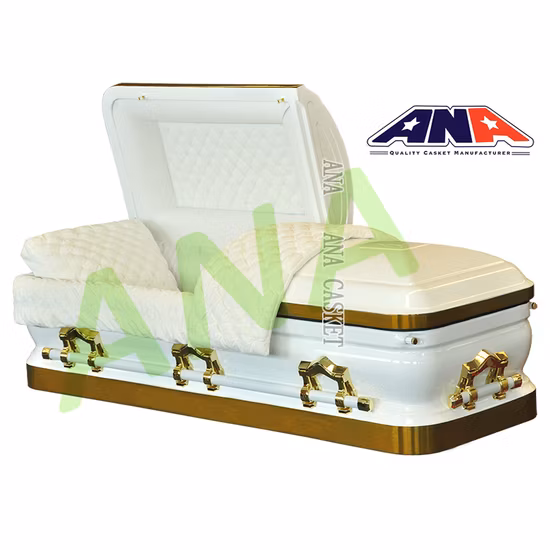 Ana American Style 27 Inch Inside Width Brush Gold Metal Coffin Casket
