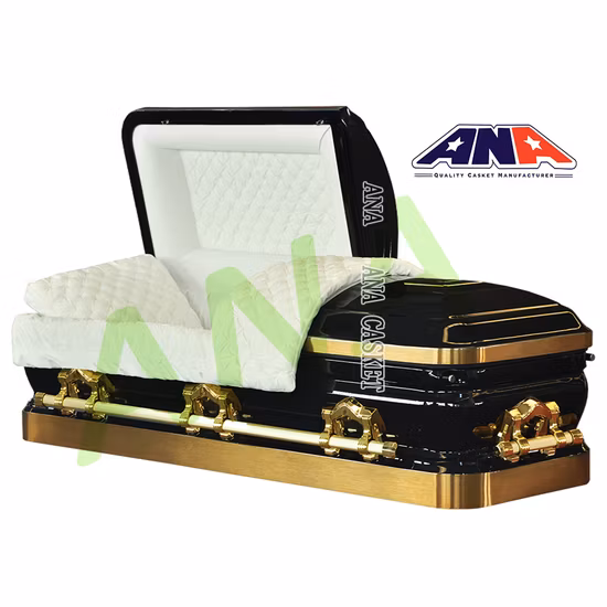 Ana American Style 27 Inch Inside Width Brush Gold Metal Coffin Casket