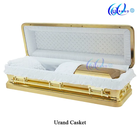 Caixão de metal dourado espelhado