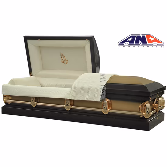 Venda por atacado moderno reciclável de grandes dimensões estilo americano dispositivo de abaixamento de caixão de metal caixão funerário