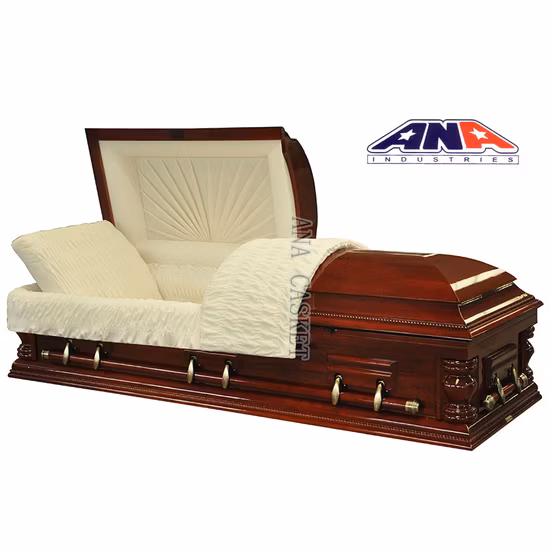 Caixão de madeira funerária de pinho sólido com novo design