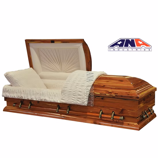 Caixão de madeira funerária de pinho sólido de venda quente de luxo